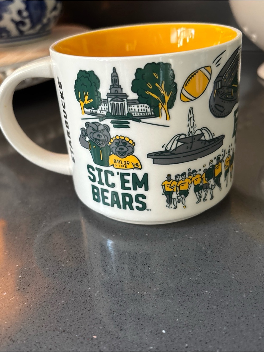 Starbucks Yellow & Green 'Sic 'Em Bears' Ceramic Mug